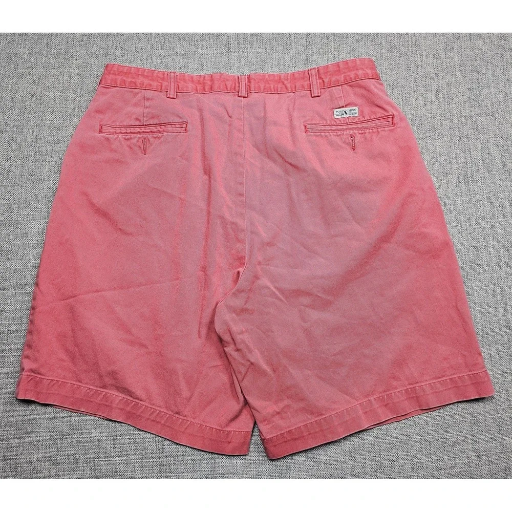 Polo Ralph Lauren Shorts Mens 36 Salmon Pink Polo Chino Pleated Cotton Casual